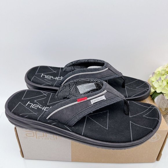 Hey Dude Shoes Hey Dude Sami Free Vented Draining Wet Grip Flip Flop Sandals Black Mens Us